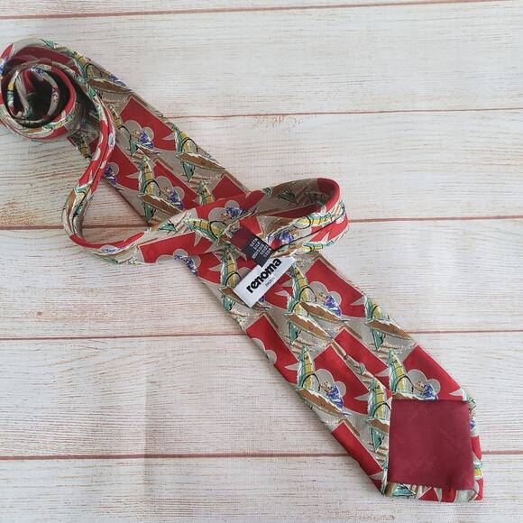 Renoma Paris 100% Silk Wind Surfing Print Tie - Picture 5 of 7